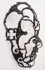 Kuro Koi AP - black, rustic, baroque, face, figurative, bronze wall sculpture