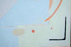 Iceland - cool grey, green, blue, modern cubist, abstract acrylic painting