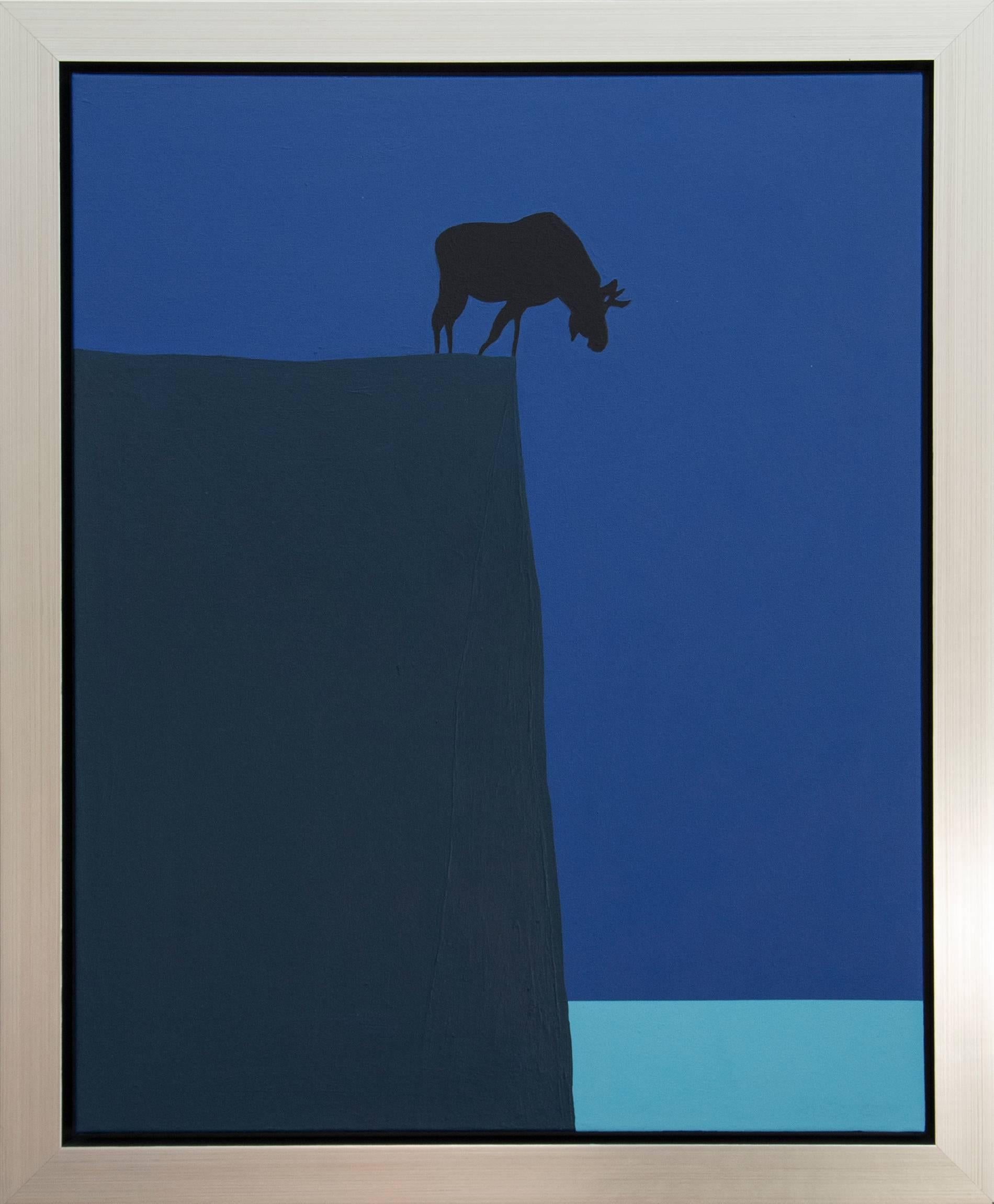 Brink  (Moose on a Cliff) - Painting by Charles Pachter