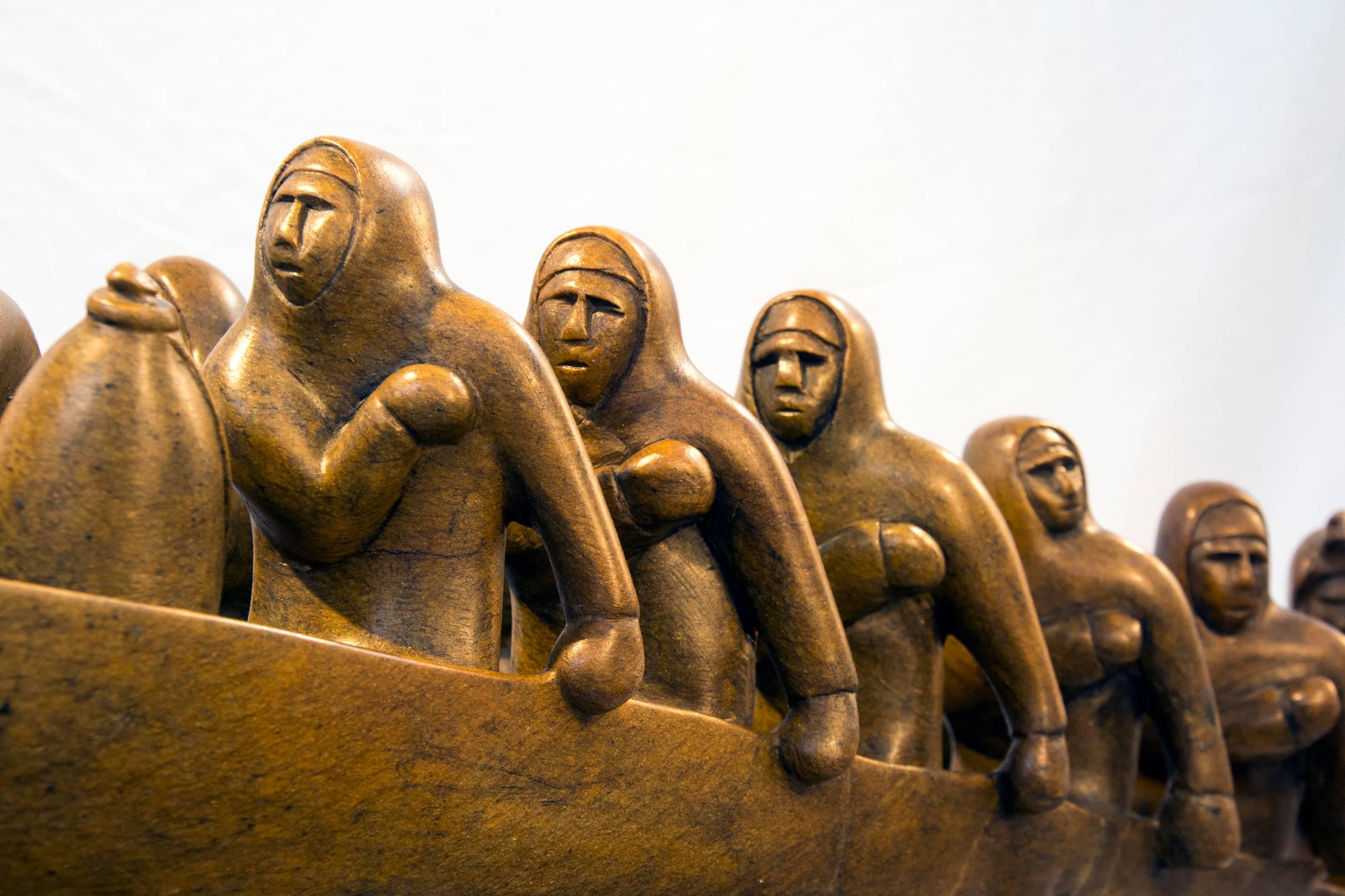 Hunters Journey - Gray Figurative Sculpture by Abraham Anghik Ruben