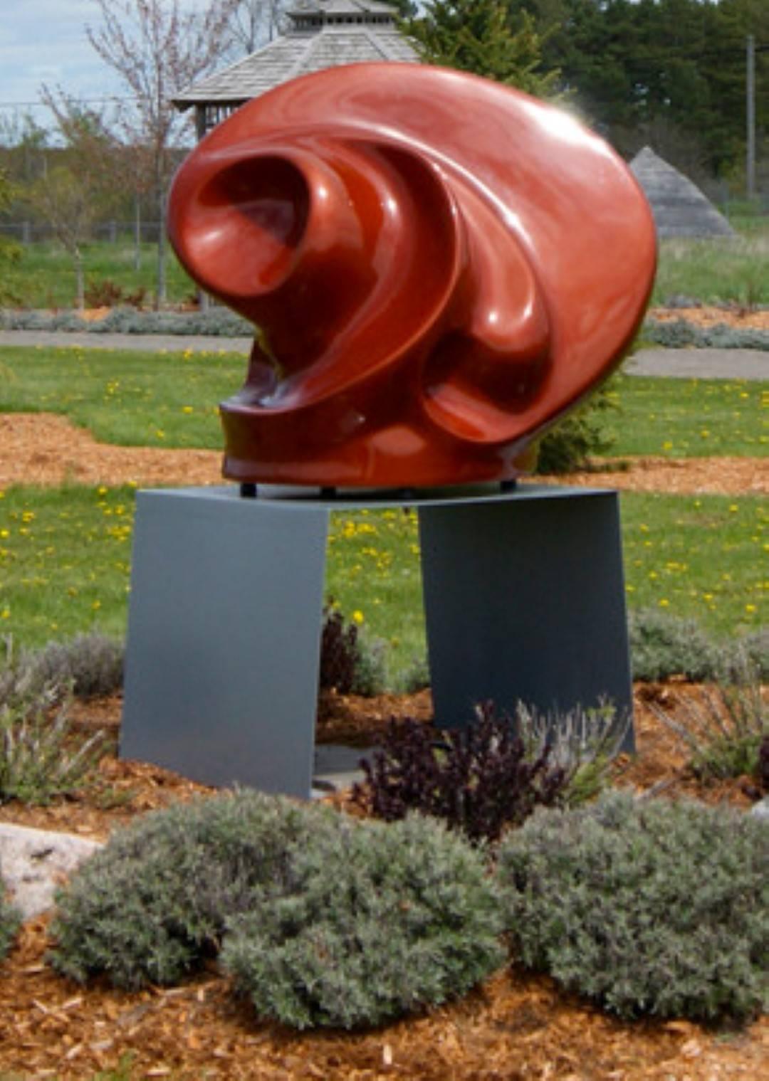Eclipse - glossy, bronze, swirling, gestural abstract, resin, outdoor sculpture - Contemporary Sculpture by Tim Forbes