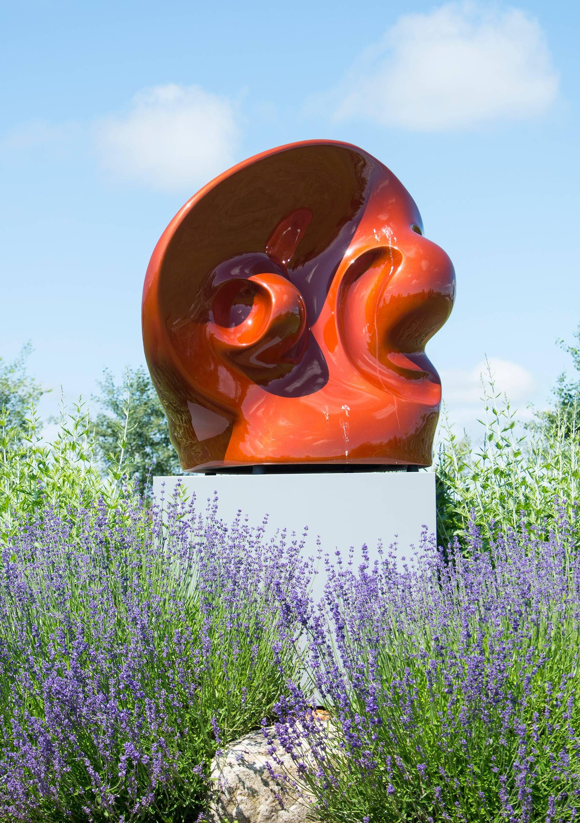 Tim Forbes Abstract Sculpture - Eclipse - glossy, bronze, swirling, gestural abstract, resin, outdoor sculpture