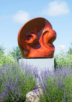 Eclipse - glossy, bronze, swirling, gestural abstract, resin, outdoor sculpture