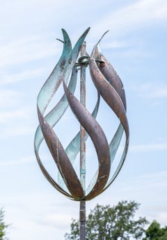Desert Flame - Wind Kinetic Sculpture, Copper and Steel
