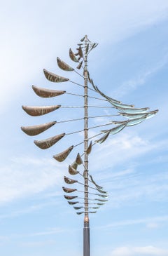 Double Helix Sail Huge - Wind Kinetic Sculpture, Copper and Steel