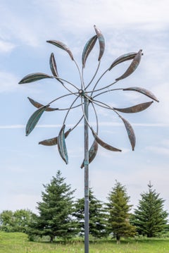 Double Spinner Lg - Wind Kinetic Sculpture, Copper and Steel