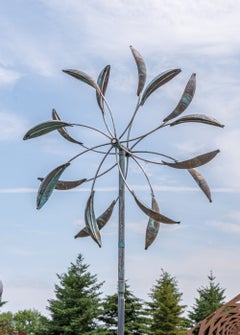 Double Spinner Lg - Wind Kinetic Sculpture, Copper and Steel