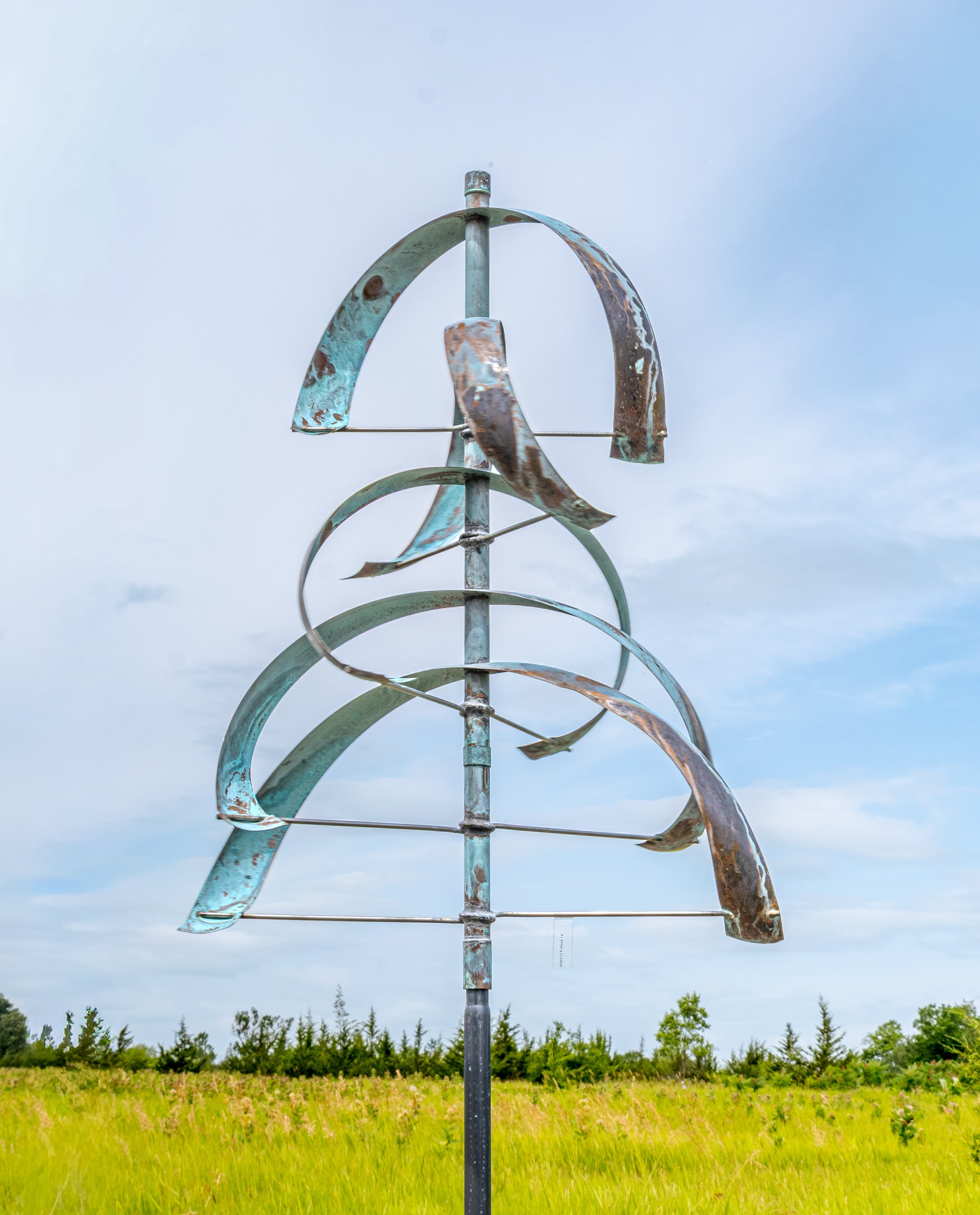 Lyman Whitaker Abstract Sculpture - Eclipse Lg - Wind Kinetic Sculpture, Copper and Steel