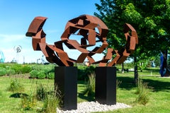 Shamsé 2- minimalist, contemporary, geometric abstract, steel outdoor sculpture