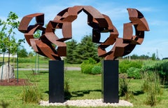 Shamsé 2 – scultura da esterno in acciaio: minimalista, contemporanea, astratta geometrica
