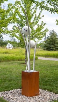 Harmony: Abstract Sculpture in Stainless Steel and Marble