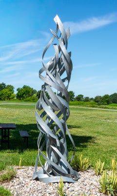 Vortex : composition abstraite en acier, dynamique, sculpture d'extérieur