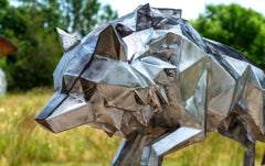 The Wolf Inside: Steel and Stone, Outdoor Wolf Sculpture.
