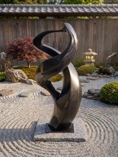 Embrace 52 - Abstract Black Granite Sculpture, Limited Edition of 50