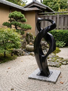 Embrace 52 - Abstract Black Granite Sculpture, Limited Edition of 50