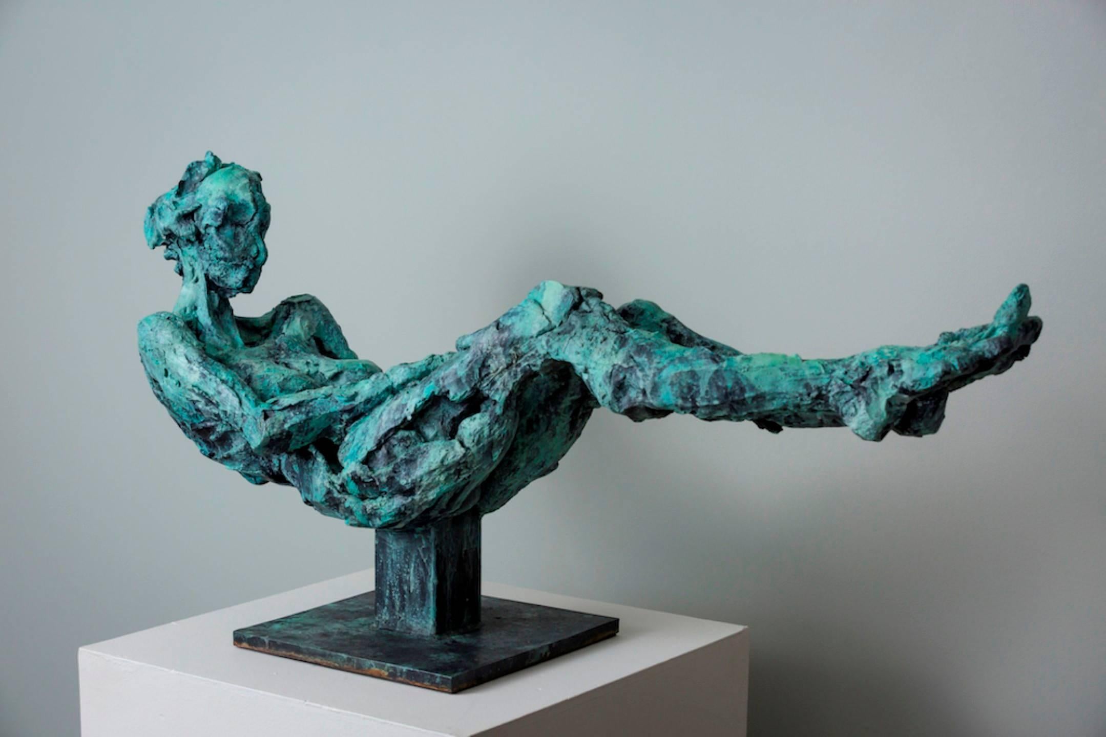 Richard Tosczak Figurative Sculpture - Arethusa immerses herself in the Alpheus river  - figurative, bronze statuette