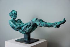 Reclining Figure - Untitled No 42 1/8 - nude female patinated bronze statuette