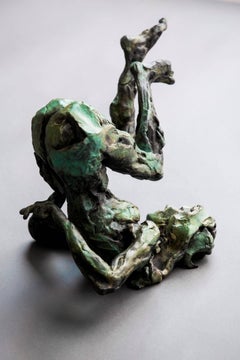 Somersault - Untitled No 50 1/8 - nude female patinated bronze statuette