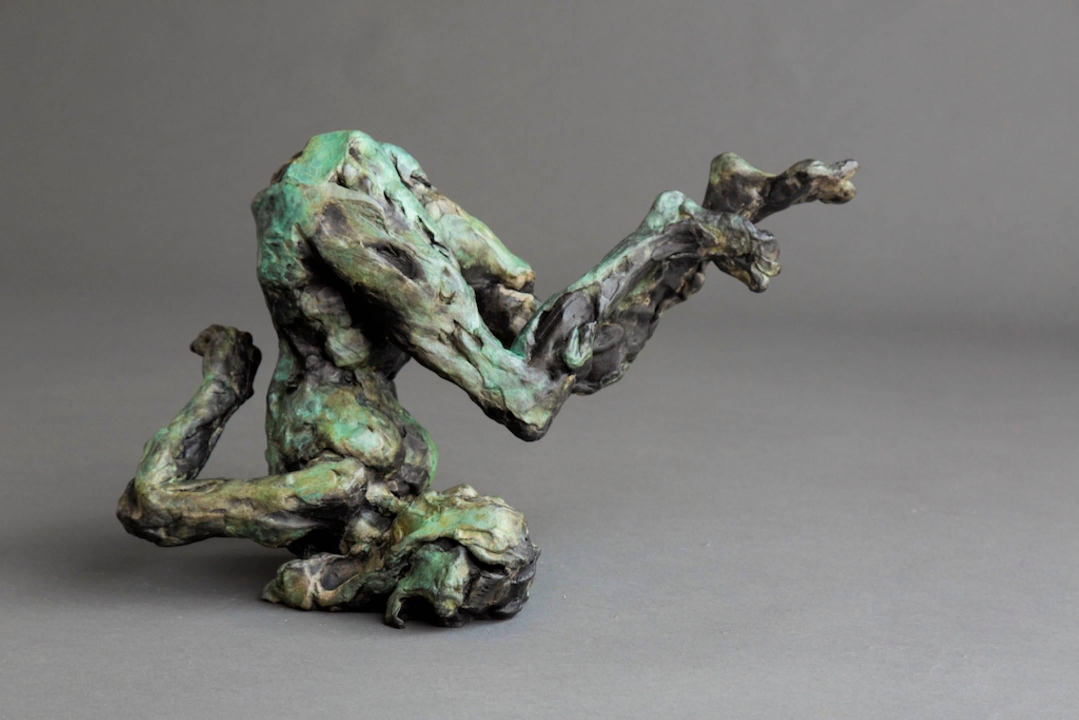 Untitled No 50 1/8 - emotive, nude, female, figurative, bronze statuette - Sculpture by Richard Tosczak