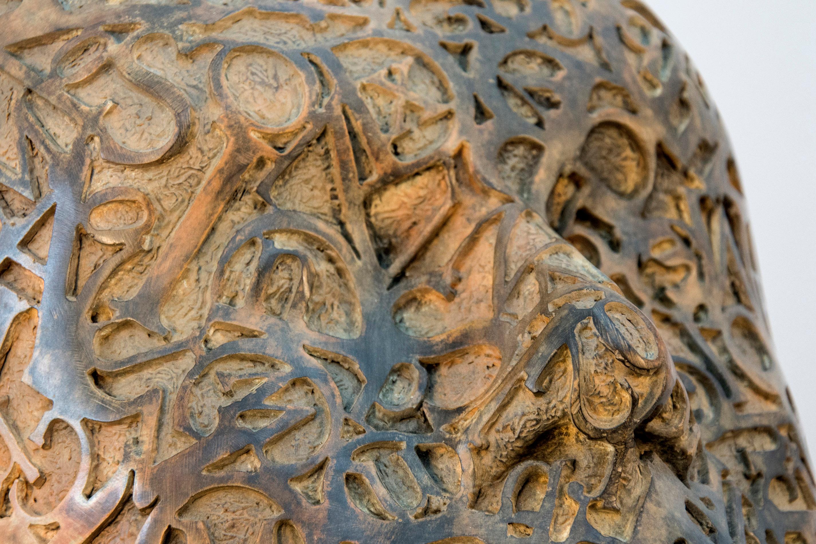 Calligraphy - abstracted, repurposed metal, gothic, figurative, bronze sculpture For Sale 1