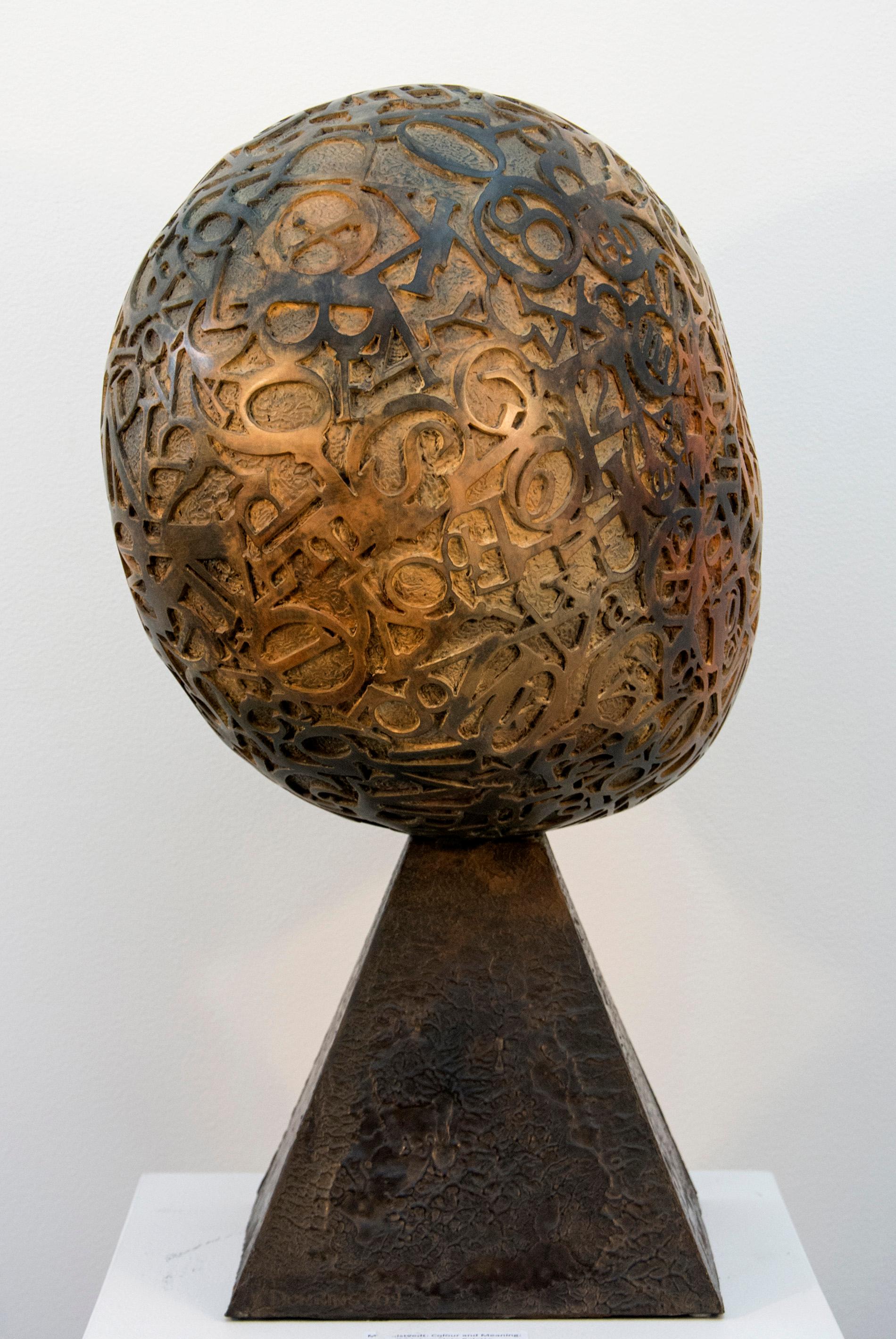Calligraphy - abstracted, repurposed metal, gothic, figurative, bronze sculpture For Sale 3