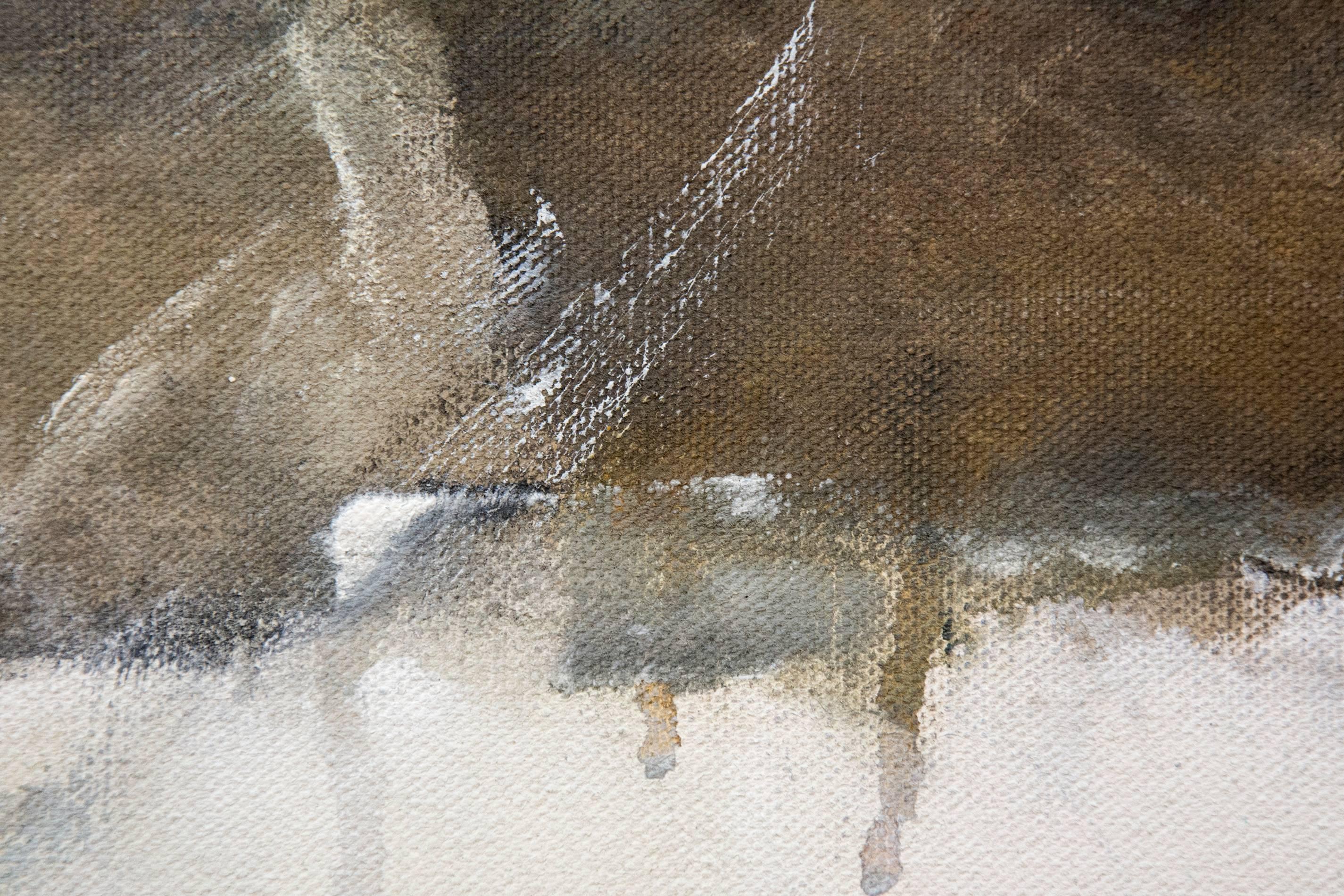 Viaggio n. 19 - bianco, blu, grigio, indigeno, astratto, acrilico su tela in vendita 3