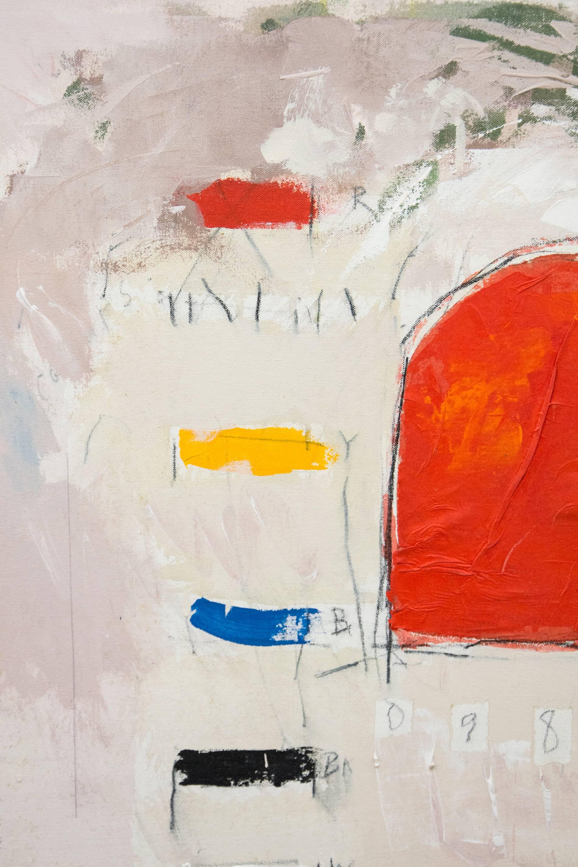 Viaggio n. 47 - rosso, bianco, blu, indigeno, astratto, acrilico su tela - Painting di Rick Rivet