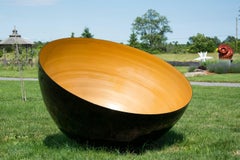 Les bols chantants : Jupiter - sculpture de jardin en acier inoxydable peint