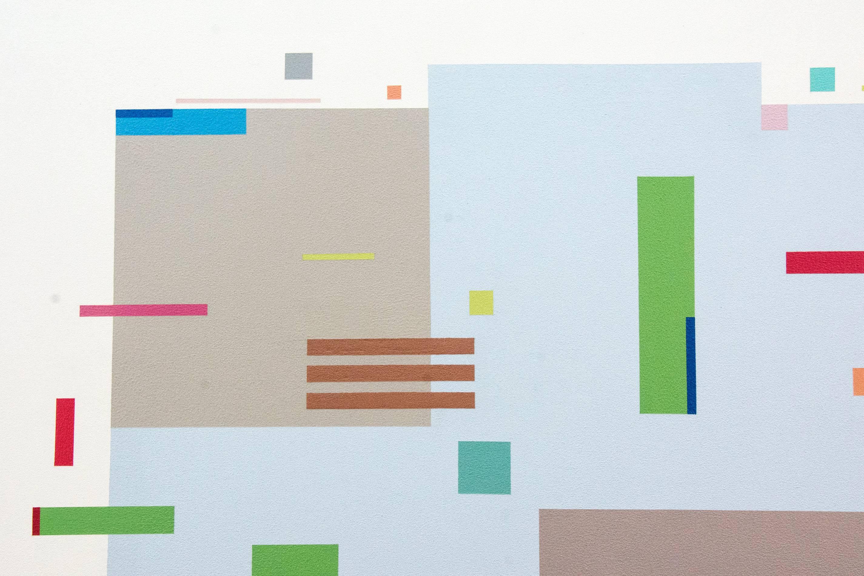 Moog Music 5C5Q2 – helle, geometrische Abstraktion, modernistische Moderne, Acryl auf Leinwand – Painting von Burton Kramer