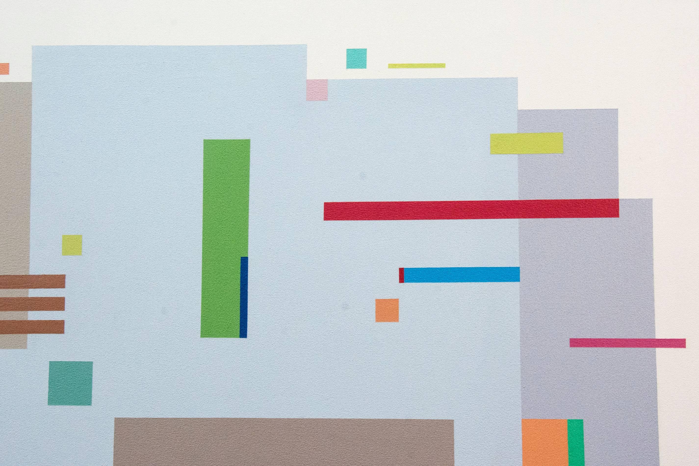 Moog Music 5C5Q2 - astrazione geometrica luminosa, modernista, acrilico su tela - Painting Astrattismo geometrico di Burton Kramer