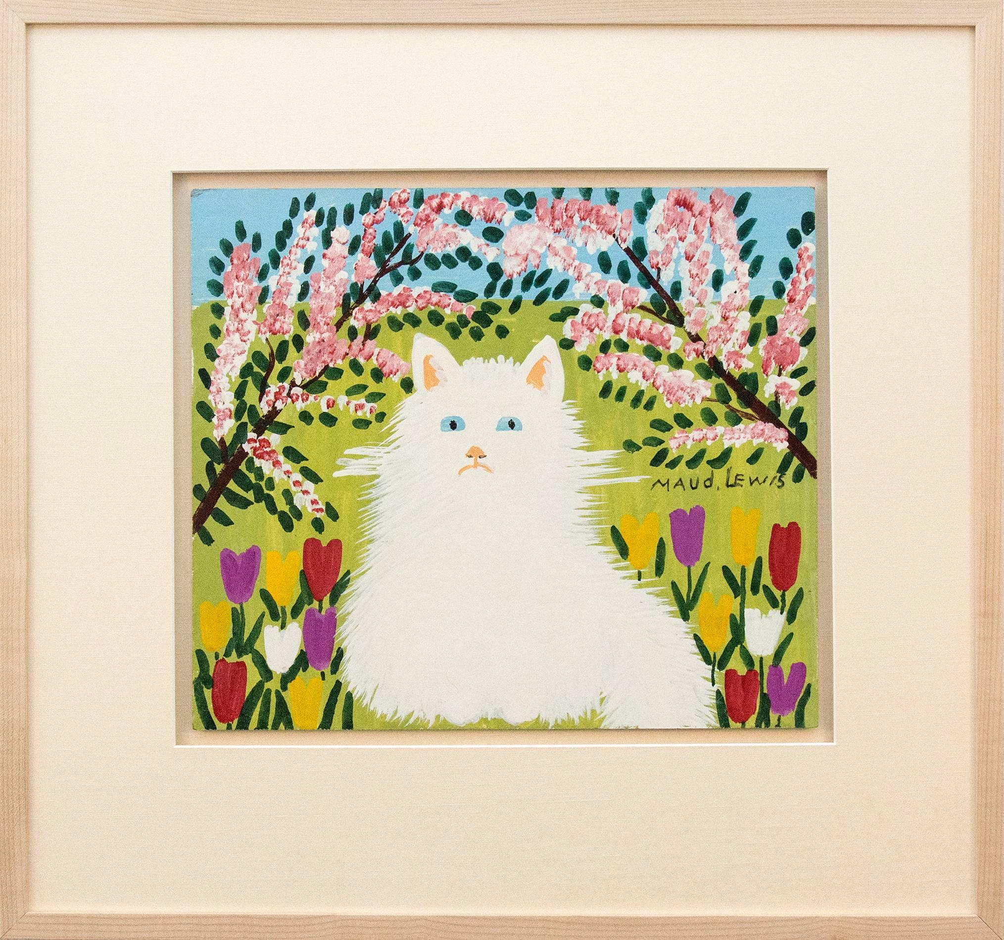 White Cat - Painting by Maud Lewis