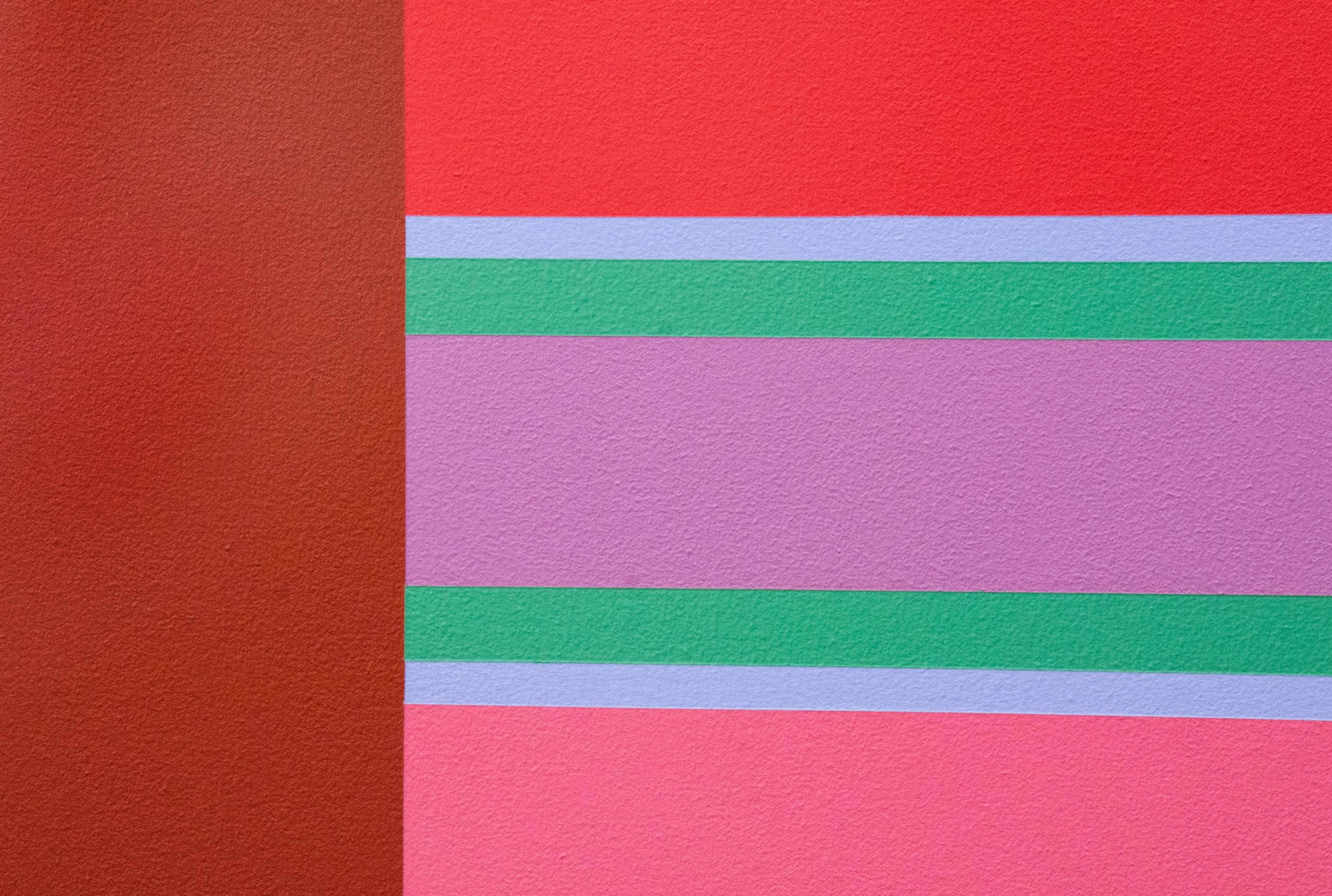 Oasis 4/4 - abstraction géométrique vibrante et colorée, moderniste, acrylique sur toile - Géométrique abstrait Painting par Burton Kramer