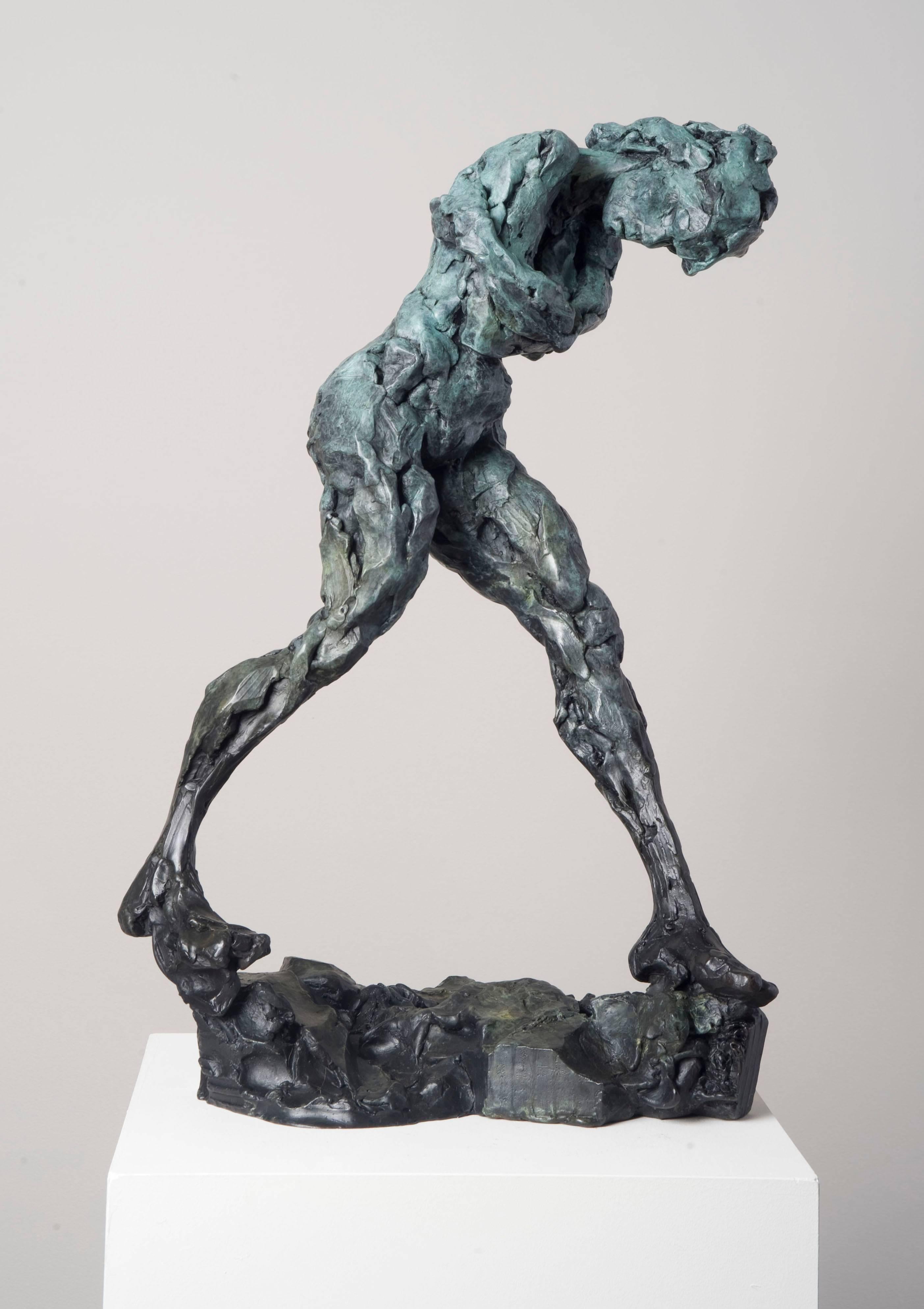 Spirit of Gravity 2/8 - emotive, nude, female, figurative, bronze statuette - Sculpture by Richard Tosczak