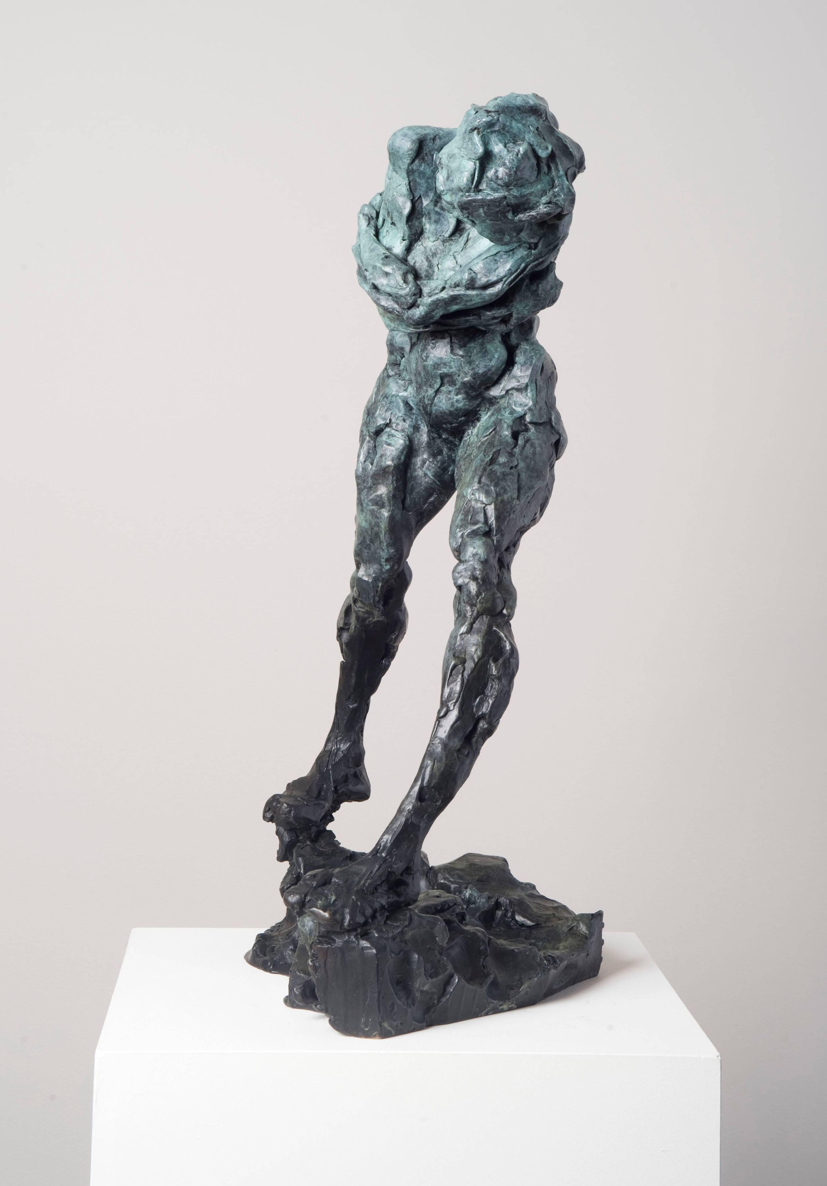 Spirit of Gravity 2/8 - emotive, nude, female, figurative, bronze statuette - Contemporary Sculpture by Richard Tosczak