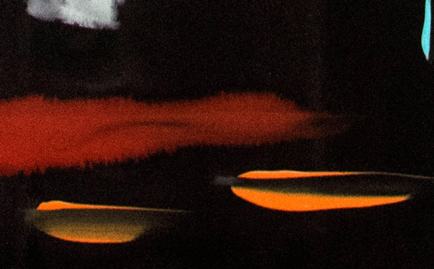 Ambient - alto, stretto, scuro, pennellate di colore audaci, acrilico astratto su tela - Abstract Painting Blu di Milly Ristvedt