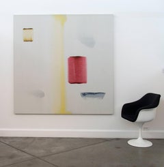 There You Are - large, bright, red, yellow, gestural abstract acrylic on canvas