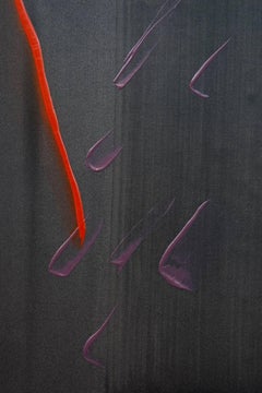Procession - large, red, blue, pink, contemporary abstract, acrylic on canvas