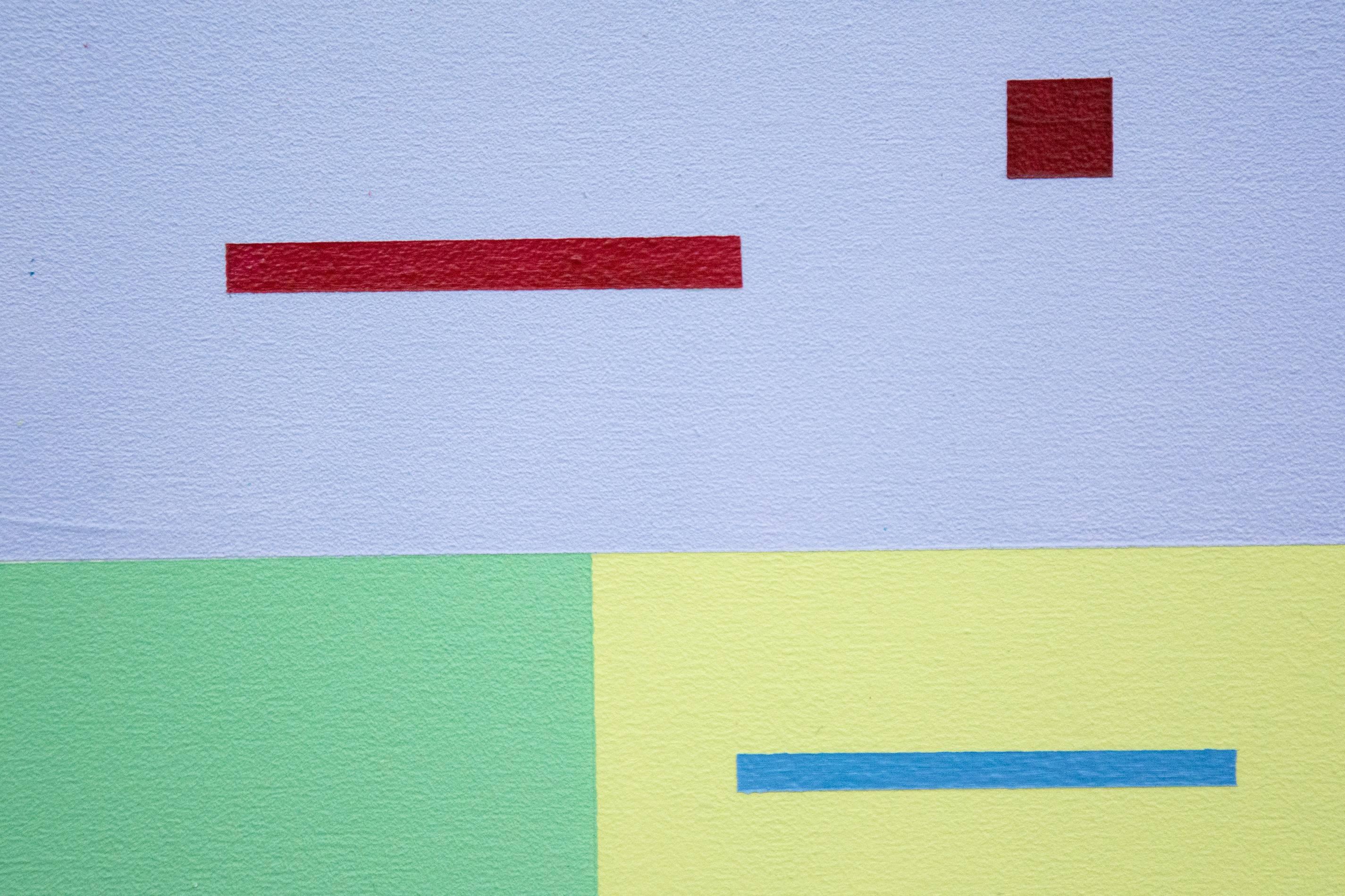 Garten-Musik – farbenfrohe, geometrische Abstraktion, modernistische, Acryl auf Tafel im Angebot 1