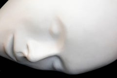 Cloud 1/7 - soft, smooth, calming, human face, white lacquered bronze sculpture