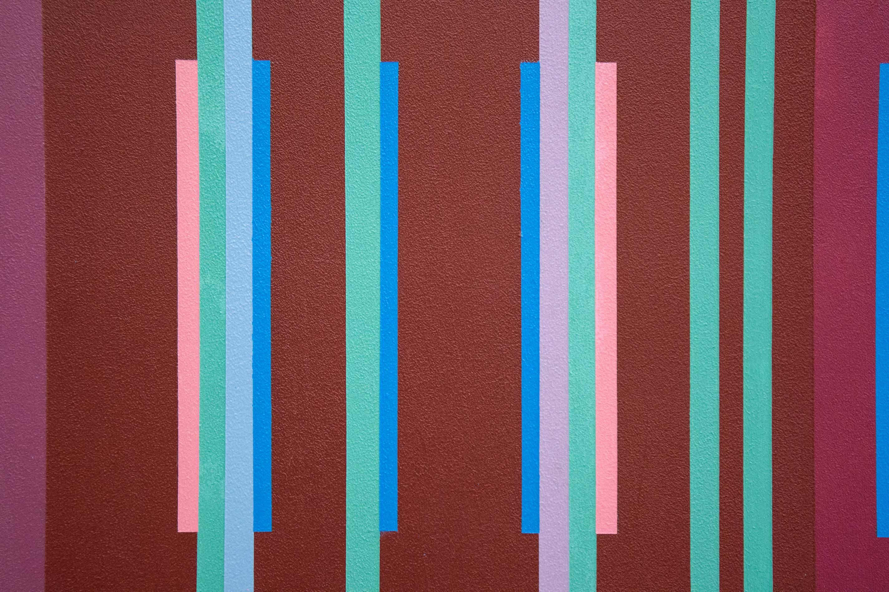 Die Fugue #2 - lebendige, farbenfrohe, geometrische Abstraktion, modernistische, Acryl auf Tafel (Geometrische Abstraktion), Painting, von Burton Kramer