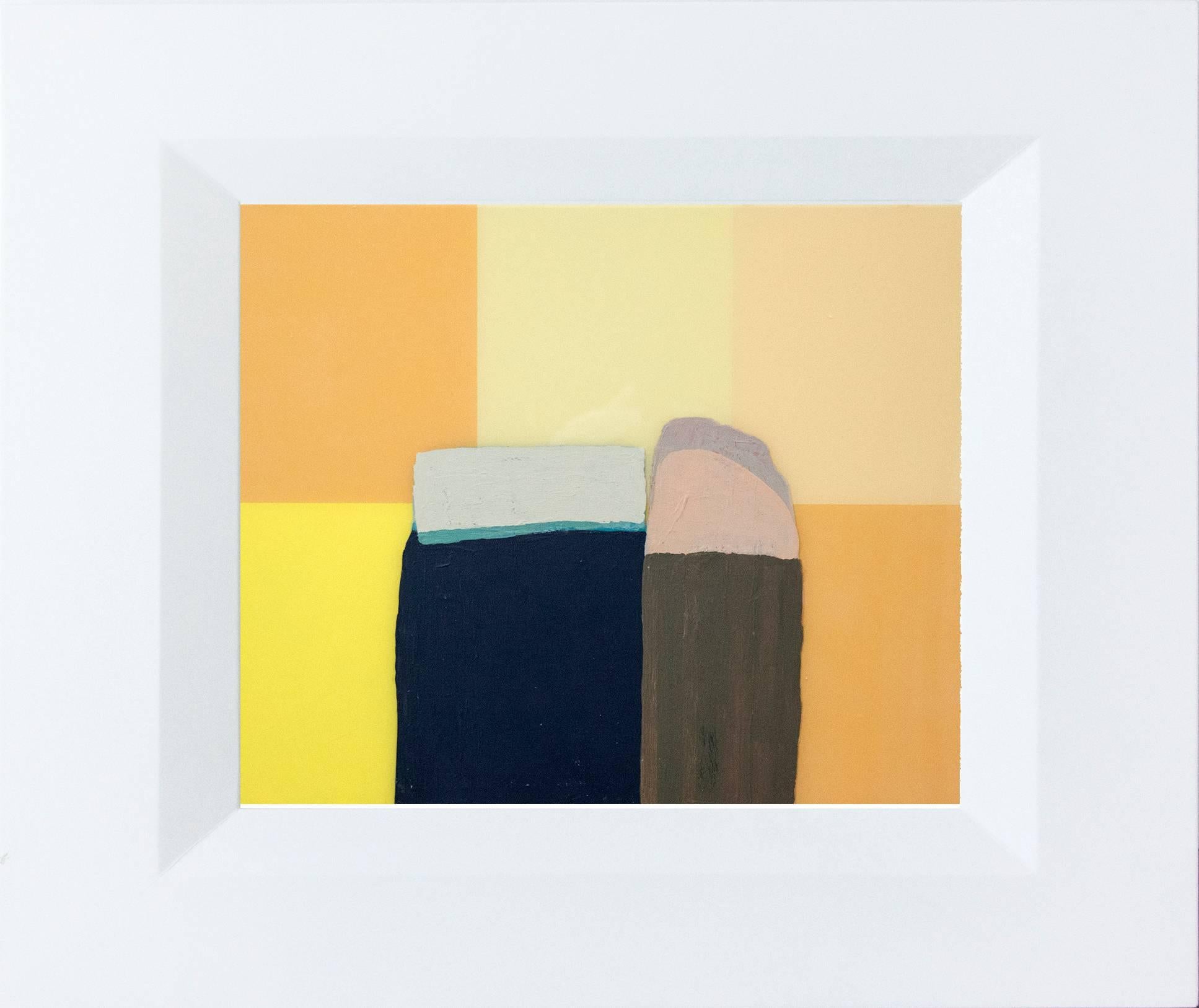 Things With Tops - small, orange, minimalist, still life on plexiglass - Painting by David Cantine