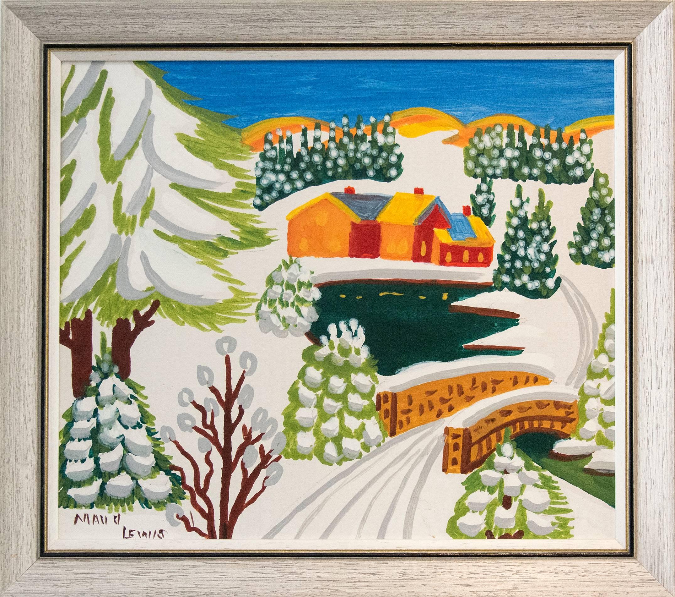 Maud Lewis Landscape Painting - Snow-laden Landscape