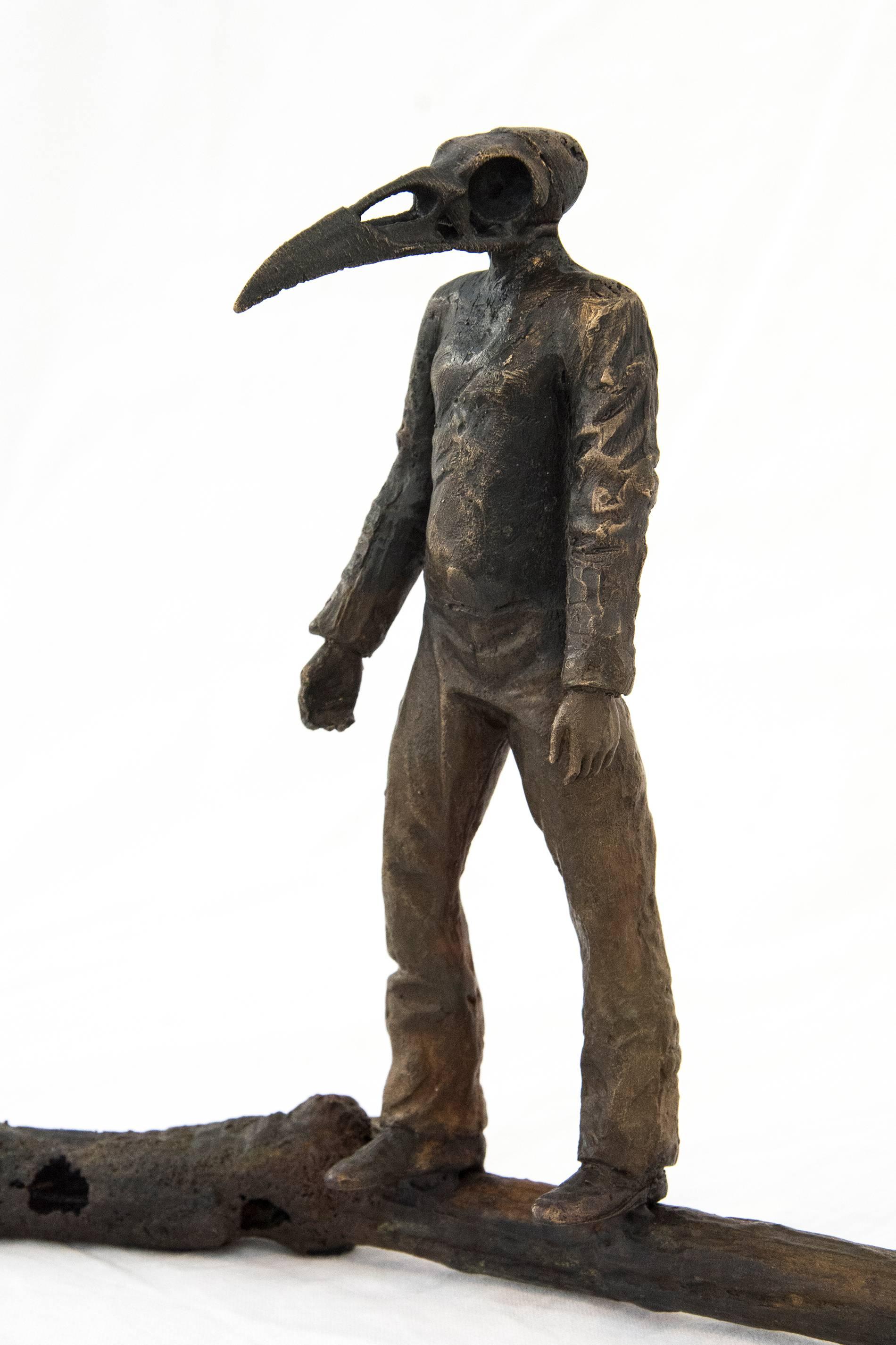 Roch Smith Figurative Sculpture - Ravenskull: Consideration of a Balancing Act