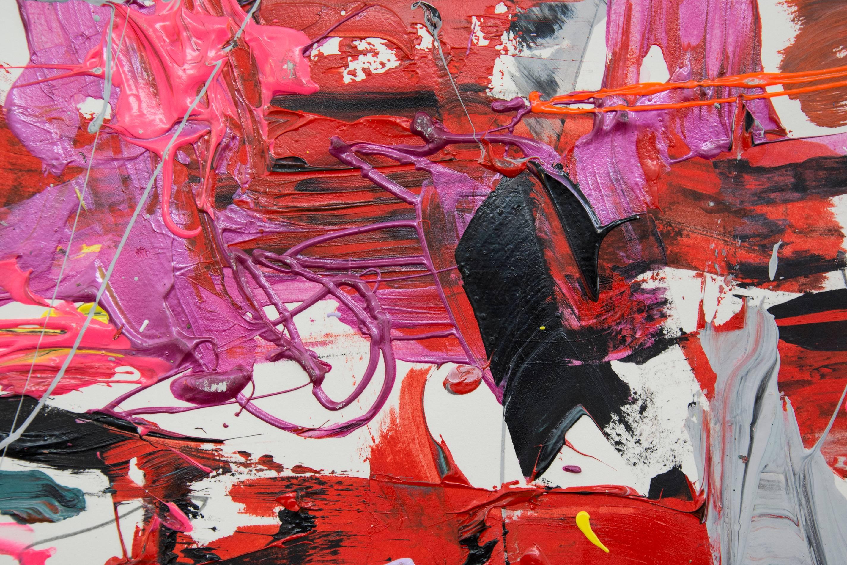 Midnight Surprise - bold, colourful, abstract expressionist, acrylic on paper - Abstract Expressionist Painting by Adam Cohen