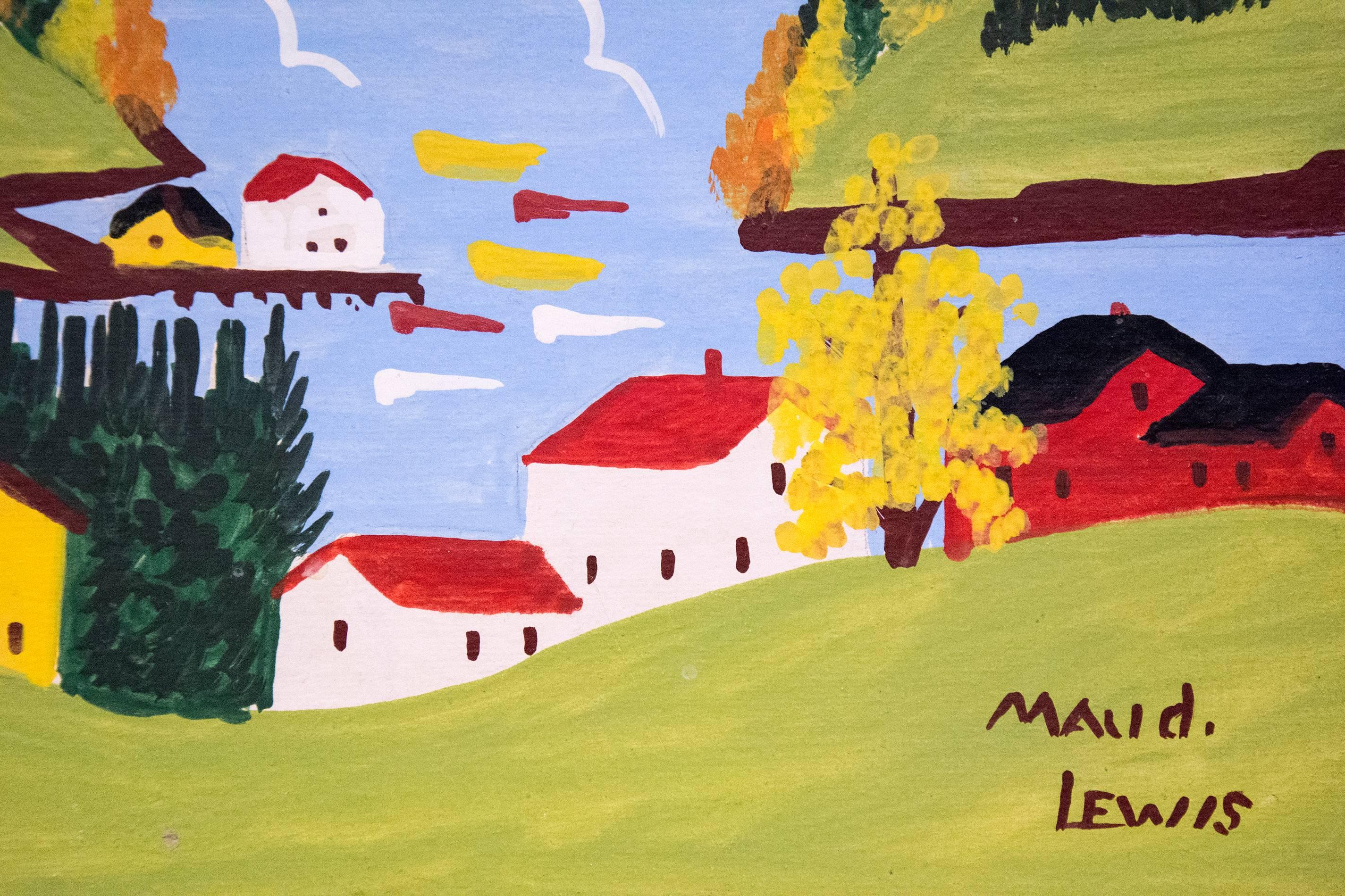 Sandy Cove In Fall Low Tide - Painting by Maud Lewis