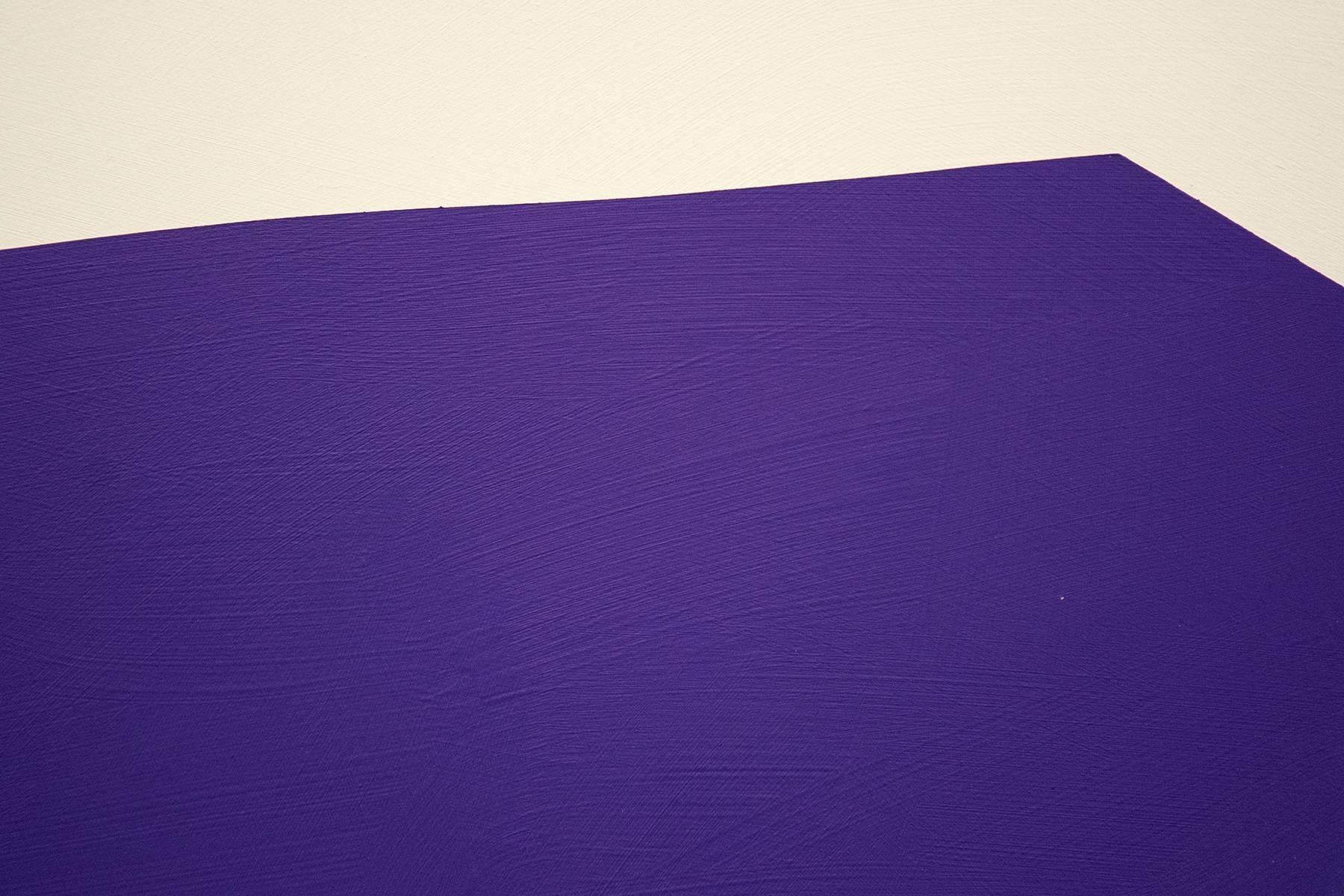 Violet rond avec 1 ligne - bord coloré en feuille d'or, acrylique tondo sur panneau en vente 1
