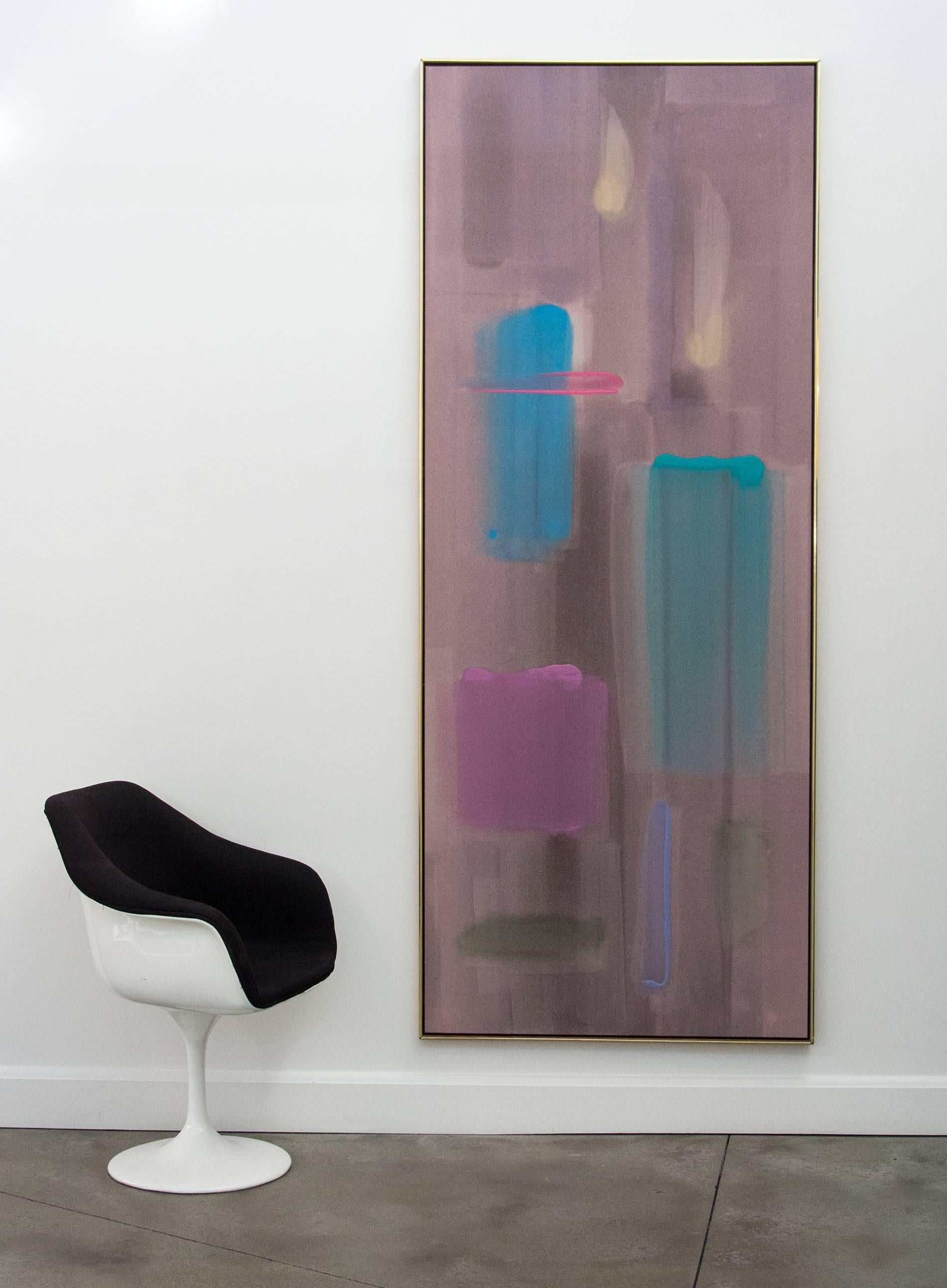 Summer Shade - tall, purple, pink, blue, gestural abstract, acrylic on canvas - Contemporary Painting by Milly Ristvedt