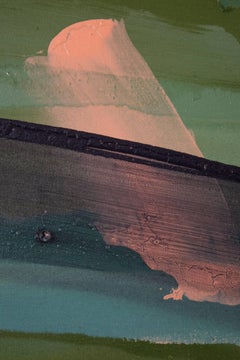 Just So Green - horizontal, vibrant, post-painterly abstract, acrylic on canvas