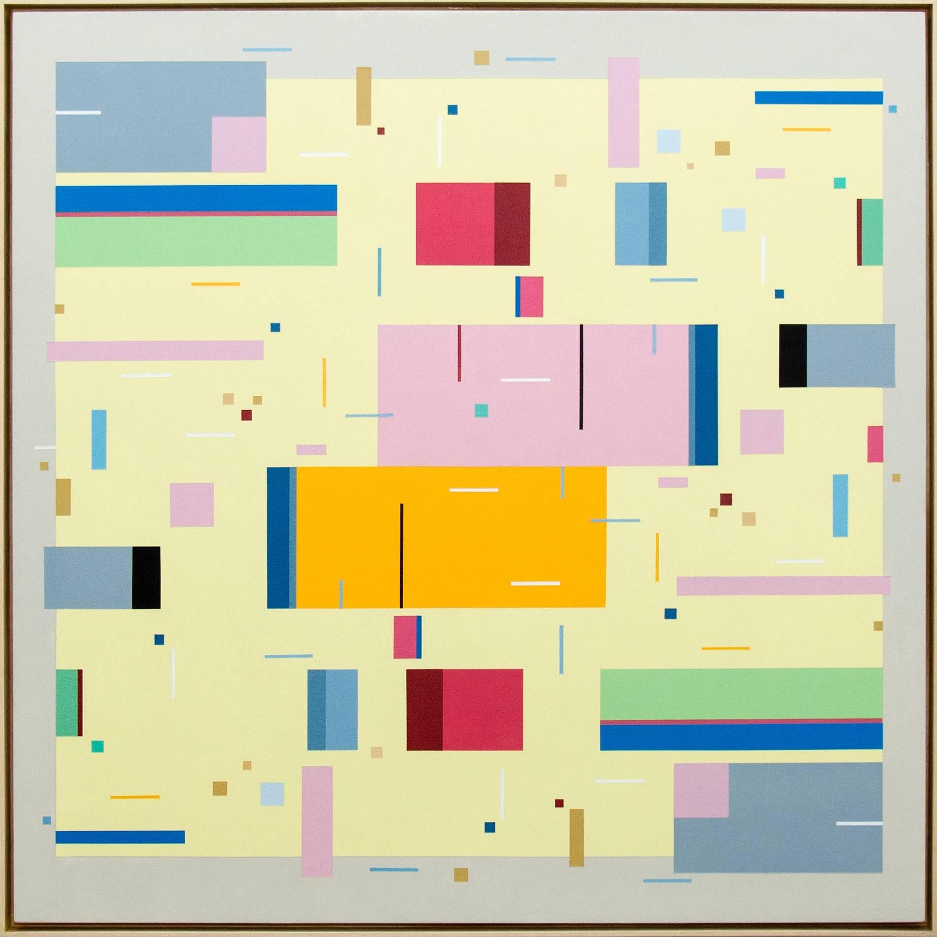 All That Jazz 5.2 - helle, geometrische Abstraktion, modernistisches Acryl auf Karton – Painting von Burton Kramer