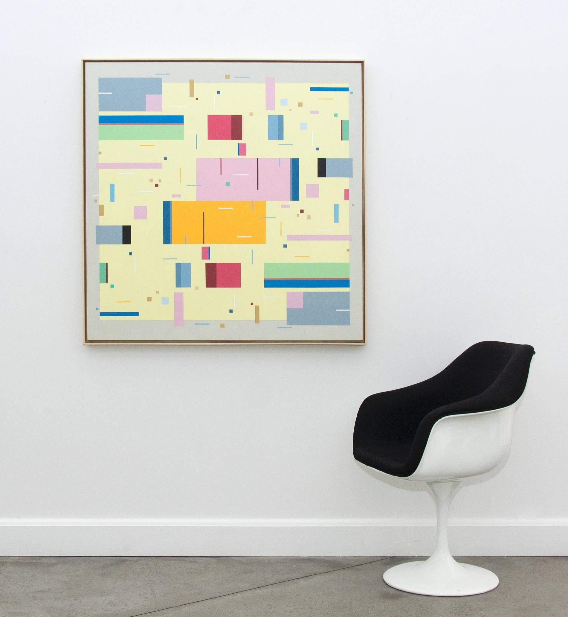 All That Jazz 5.2 - helle, geometrische Abstraktion, modernistisches Acryl auf Karton (Geometrische Abstraktion), Painting, von Burton Kramer